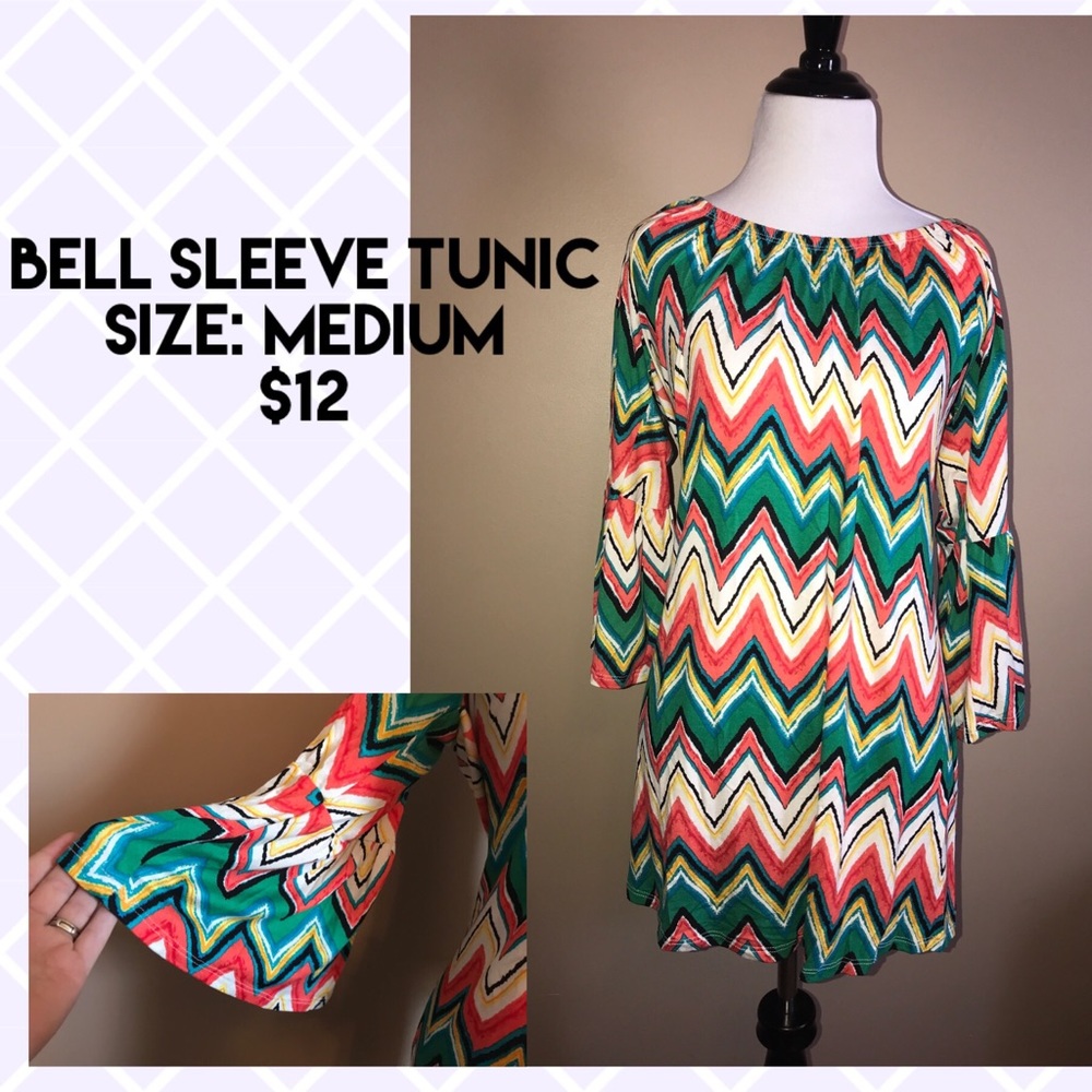 Multicolored bell 3/4 sleeve tunic NWT